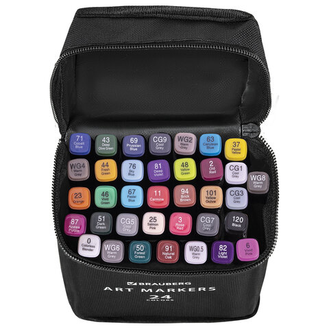 Маркеры для скетчинга двусторонние, НАБОР 36 шт, текстильный чехол, BRAUBERG, 152230 - фото 2