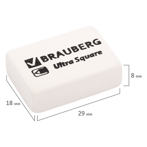 Ластики BRAUBERG "Ultra Square" 6 шт., размер ластика 29х18х8 мм, белые, натуральный каучук, 229603 - фото 4