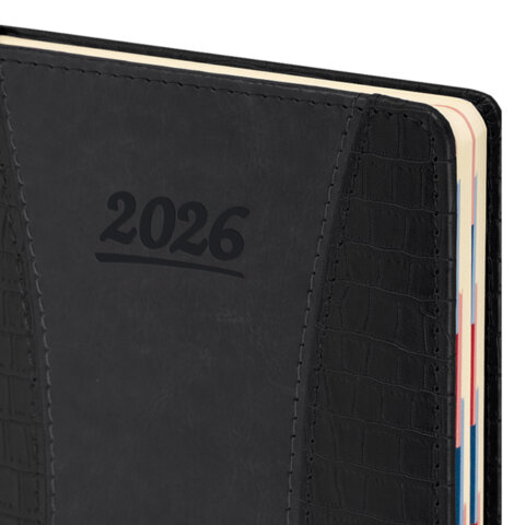 Ежедневник датированный 2026 А5 148х218 мм, GALANT "CombiContract", под кожу, черный, 117488 - фото 4
