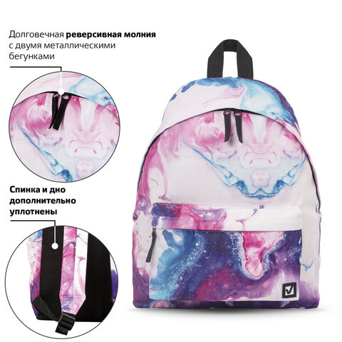 Рюкзак BRAUBERG СИТИ-ФОРМАТ универсальный, "Aquarelle", разноцветный, 41х32х14 см, 229878 - фото 9