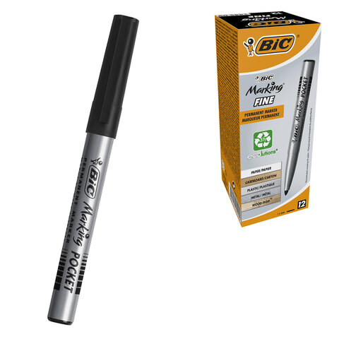 Маркер перманентный BIC "Marking Fine ECOlutions", ЧЕРНЫЙ, круглый наконечник 1,1 мм, 8209022 - фото 1