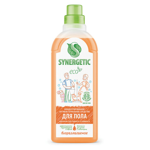 Средство для мытья пола и поверхностей 1 л SYNERGETIC, c дезинфицирующим эффектом, биоразлагаемое, 101100 - фото 1
