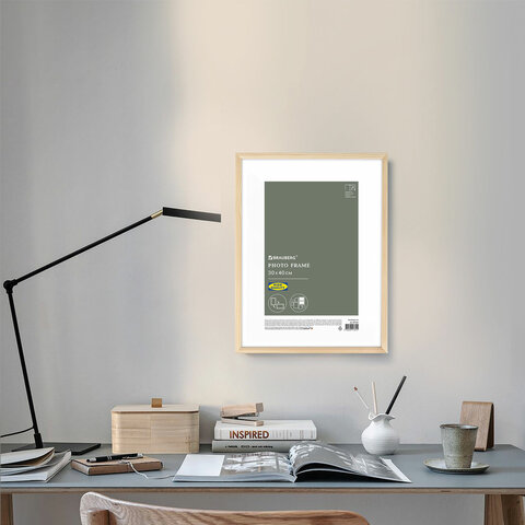 Рамка 30х40 см небьющаяся, аналог IKEA, багет 12 мм, дерево, BRAUBERG "Woodray", цвет натуральный, 391361 - фото 7