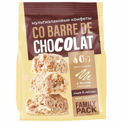 Конфеты мультизлаковые CO BARRE DE CHOCOLAT с белой глазурью, 135 г, УТ-00032332 - фото 3
