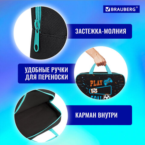 Папка на молнии с ручками BRAUBERG А4, 1 отделение, полиэстер, 80 мм, "Play sleep repeat", 272181 - фото 10