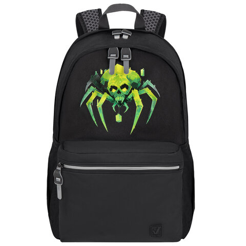 Рюкзак BRAUBERG FASHION CITY универсальный, 2 отделения, Green Spider, черный, 46х31х15 см, 273839 - фото 2