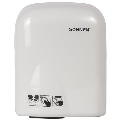 Сушилка для рук SONNEN HD-165, 1650 Вт, пластиковый корпус, белая, 604191 - фото 1
