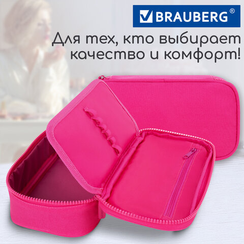 Пенал-косметичка BRAUBERG, 1 отделение, органайзер, полиэстер, 22х11,5x6 см, розовый, 272310 - фото 13