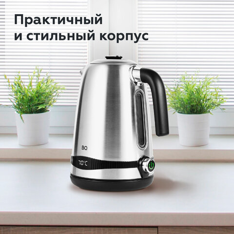 Чайник BQ (БИ-КЬЮ) KT1724SW, 1,7 л, 2200 Вт, закрытый нагревательный элемент, ТЕРМОРЕГУЛЯТОР, стальной, 86189269 - фото 11