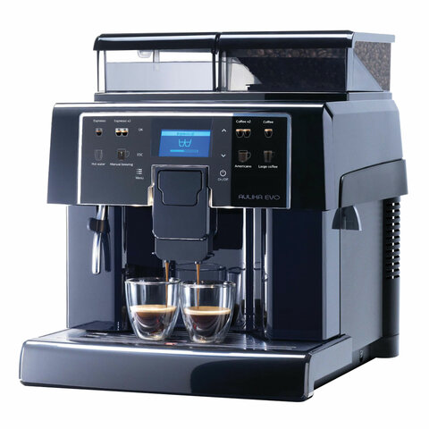 Кофемашина SAECO AULIKA EVO BLACK, 1400 Вт, объем 2,5 л, для зерен 500 г, без капучинатора, черная, 10000045 - фото 1