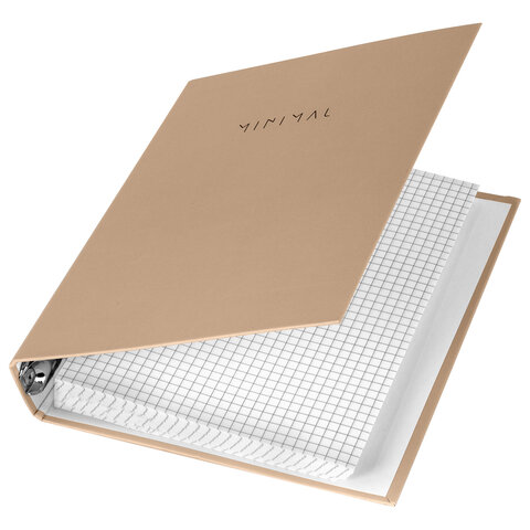 Тетрадь на кольцах А5 175х215 мм, 120 л., твердый картон, матовая ламинация, клетка, BRAUBERG "Minimal beige", 404997 - фото 4