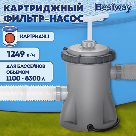 Картриджный фильтр-насос 1249 л/ч, картридж I, для бассейнов от 183 до 366 см, BESTWAY, 58381 - фото 13