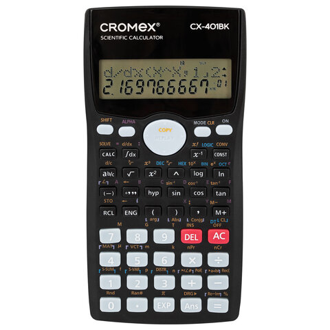 Калькулятор инженерный CROMEX (КРОМЕКС) CX-401BK (155х80 мм), 401 функция, 10+2 разрядов, черный, 273833 - фото 1