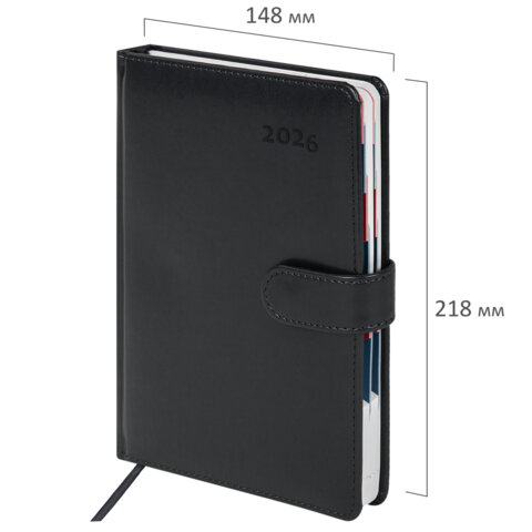 Ежедневник датированный 2026 А5 148х218 мм, GALANT "Ritter", под кожу, черный, 117491 - фото 2