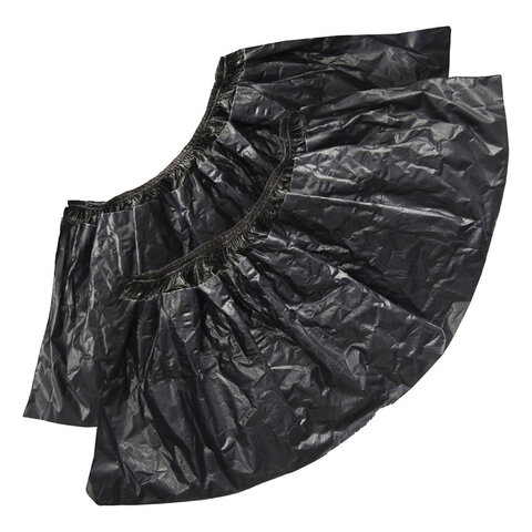 Бахилы двойные, КОМПЛЕКТ 500 шт. (250 пар), STRONG, 39х14 см, 100 мкм, 10 г, черные, ELEGREEN, ЭГЦЧ-100/Н20 - фото 3