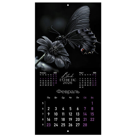 Календарь настенный перекидной 2026 г., BRAUBERG, 12 листов, 28,5х28,5 см, "Black esthetic", 116927 - фото 5