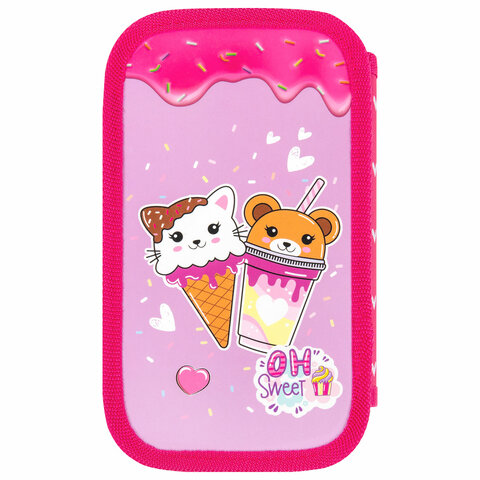 Пенал ЮНЛАНДИЯ, 2 отделения, картон с эффектом soft-touch, 19х11 см, "Candy friends", 272263 - фото 3