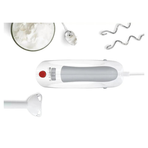 Миксер BOSCH MFQ 3540, 450 Вт, 5 скоростей, 2 венчика, 2 крюка для теста, стакан, белый, MFQ3540 - фото 7