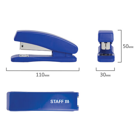 Степлер №24/6, 26/6 STAFF "Basic", до 20 листов, синий, 227406 - фото 4
