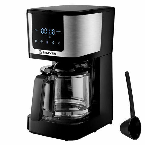 Кофеварка капельная BRAYER BR1125, 900 Вт, объем 1,25 л, LED-дисплей, термокружка в ПОДАРОК, черная - фото 20