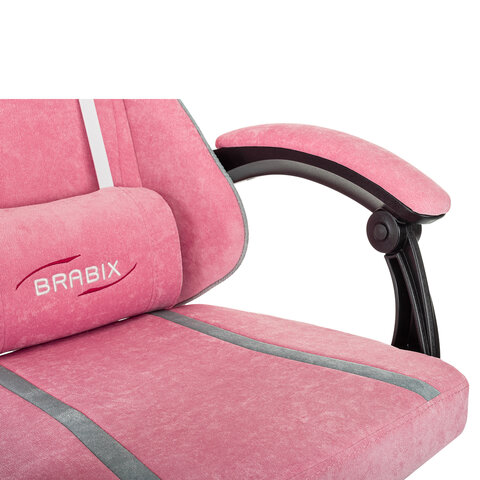 Кресло компьютерное BRABIX "Shooter GM-123", 2 подушки, ткань, розовое/серое, 533213 - фото 11