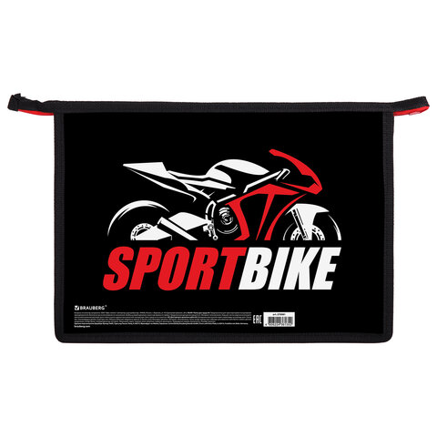 Папка для труда на молнии BRAUBERG А4, 2 отделения, органайзер, "Sport bike", 270981 - фото 1