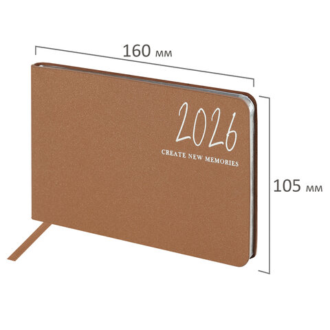 Еженедельник датированный 2026 МАЛЫЙ ФОРМАТ 105х160 мм, А6, BRAUBERG "Blaze", фольга, коричневый, 117217 - фото 2