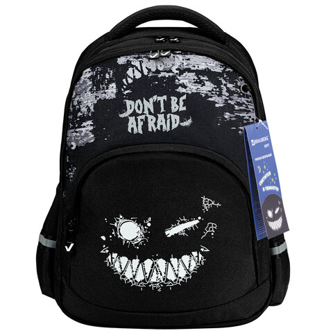 Рюкзак BRAUBERG SOFT, 2 отделения, 3 кармана, "Don't be afraid", СВЕТЯЩИЙСЯ, 40х31х15 см, 271364 - фото 2