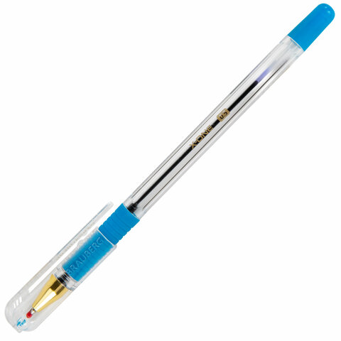 Ручки шариковые с грипом BRAUBERG "X-ONE", НАБОР 10 ШТУК, СИНИЕ, корпус прозрачный, узел 0,5 мм, линия письма 0,35 мм, 143990 - фото 4