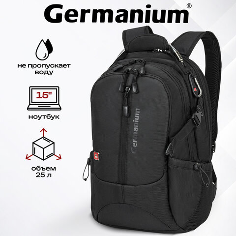 Рюкзак GERMANIUM "S-02" универсальный, с отделением для ноутбука, усиленная ручка, черный, 47х31х16 см, 226948 - фото 15
