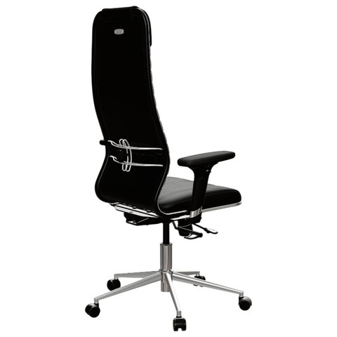 Кресло МЕТТА "ErgoLife" 10 B1-117D, хром, синхромеханизм, 2D-подлокотники, экокожа, черное - фото 6