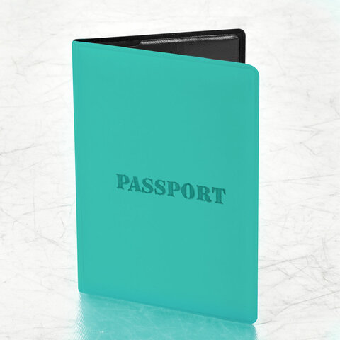 Обложка для паспорта, мягкий полиуретан, "PASSPORT", цвет "тиффани", STAFF, 238404 - фото 1