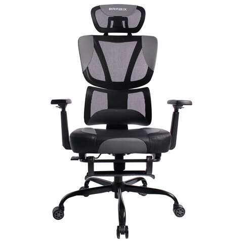 Кресло BRABIX PREMIUM "Venom GM-530", подножка, синхромеханизм, экокожа/сетка, черное/серое, 532951 - фото 2