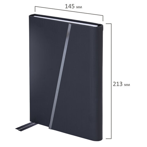 Ежедневник недатированный А5 145х213 мм BRAUBERG "Vogue", под кожу, магнитный клапан, 160 л., черный, 116223 - фото 2