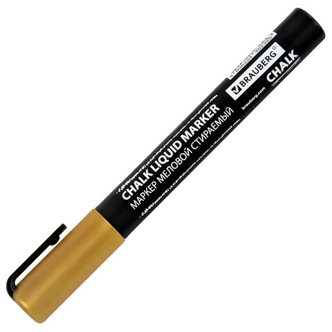 Маркер меловой CHALK LIQUID MARKER, ЗОЛОТИСТЫЙ, 3 мм, стираемый, BRAUBERG "CHALK", 152594 - фото 7