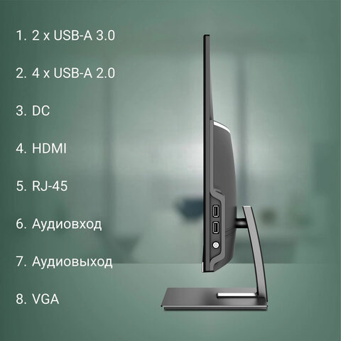 Моноблок DIGMA Action 21,5", Intel N95, 8 Гб, SSD 256 Гб, Windows 11 Pro, клавиатура + мышь, черный, DM21N9-8CXW01 - фото 15