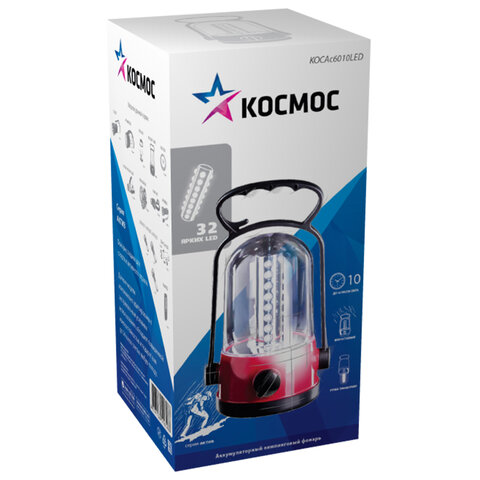 Фонарь туристический аккумуляторный КОСМОС 32хLED, заряд от сети, КОС6010LED, KOCAc6010LED - фото 2