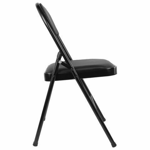 Стул складной BRABIX "Golf Plus CF-003 КОМФОРТ", черный каркас, кожзам черный, В КОРОБЕ, 533026 - фото 5
