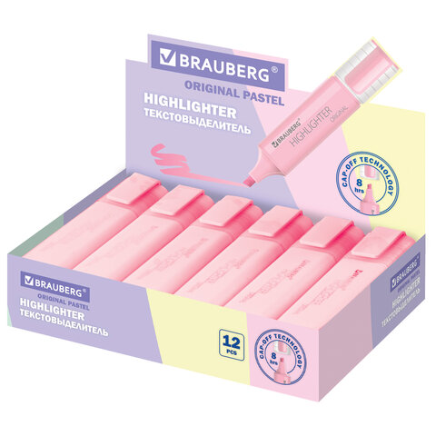 Текстовыделитель BRAUBERG "ORIGINAL PASTEL", ПАСТЕЛЬНЫЙ РОЗОВЫЙ, линия 1-5 мм, 151693 - фото 10