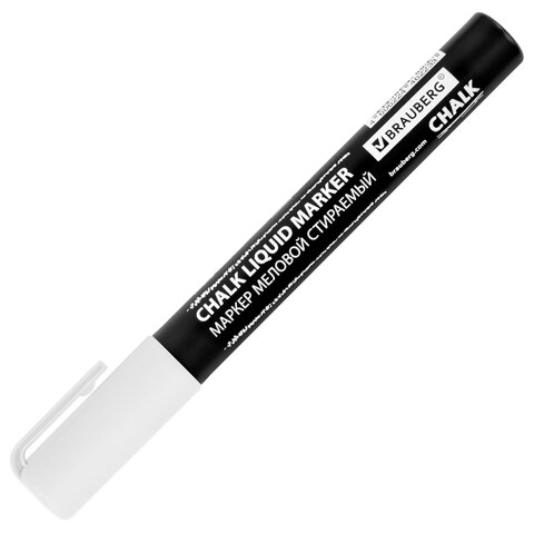 Маркер меловой CHALK LIQUID MARKER, БЕЛЫЙ, 3 мм, стираемый, BRAUBERG "CHALK", 152585 - фото 7