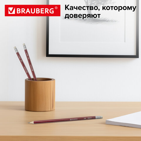 Карандаши чернографитные BRAUBERG НАБОР 12 шт., "ZTX", HB, с резинкой, красный корпус, картонная упаковка, 180671 - фото 12