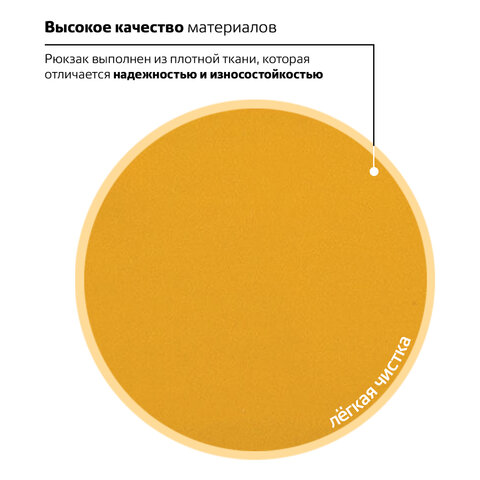 Рюкзак BRAUBERG СИТИ-ФОРМАТ один тон, универсальный, желтый, 41х32х14 см, 225378 - фото 16