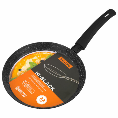 Сковорода блинная 22 см антипригарное покрытие, soft-touch ручка, SCOVO "Hi-Black", HB-039 - фото 1