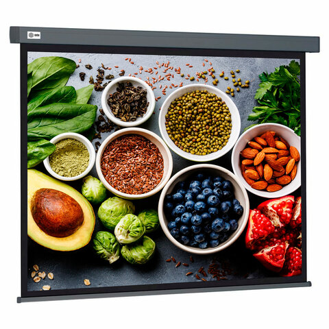 Экран Cactus Wallscreen CS-PSW-150X150-SG, 150x150 см, 1:1, настенно-потолочный, серый, PSW-150x150-SG - фото 1