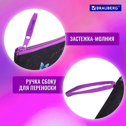 Папка для тетрадей BRAUBERG А5, 1 отделение, полиэстер, на молнии, с ручкой, "Fly Aways", 271499 - фото 9