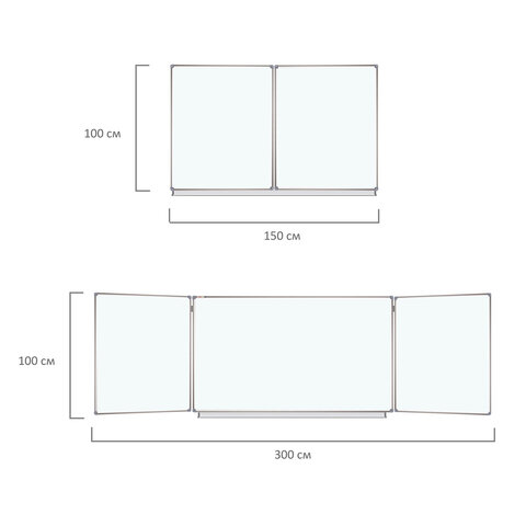 Доска магнитно-маркерная 3-х элементная 100х150/300 см, 5 рабочих поверхностей, белая, STAFF, 238010 - фото 8
