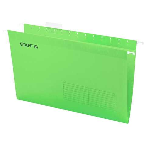 Подвесные папки A4/Foolscap (404х240 мм) до 80 л., КОМПЛЕКТ 10 шт., зеленые, картон, STAFF, 270934 - фото 1