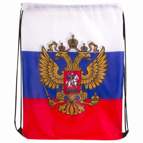 Сумка-мешок на завязках "Триколор РФ", с гербом РФ, 32х42 см, BRAUBERG/STAFF, 228328, RU37 - фото 7