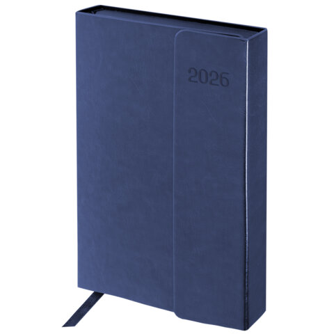 Ежедневник датированный 2026 А5 148х218 мм, GALANT "Magnetic", под кожу, клапан, синий, 117485 - фото 1