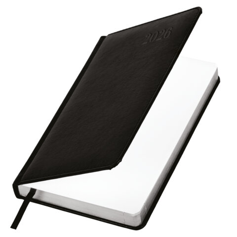 Ежедневник датированный 2026, А5, 138х213 мм, BRAUBERG "Impression", под кожу, черный, 117510 - фото 4